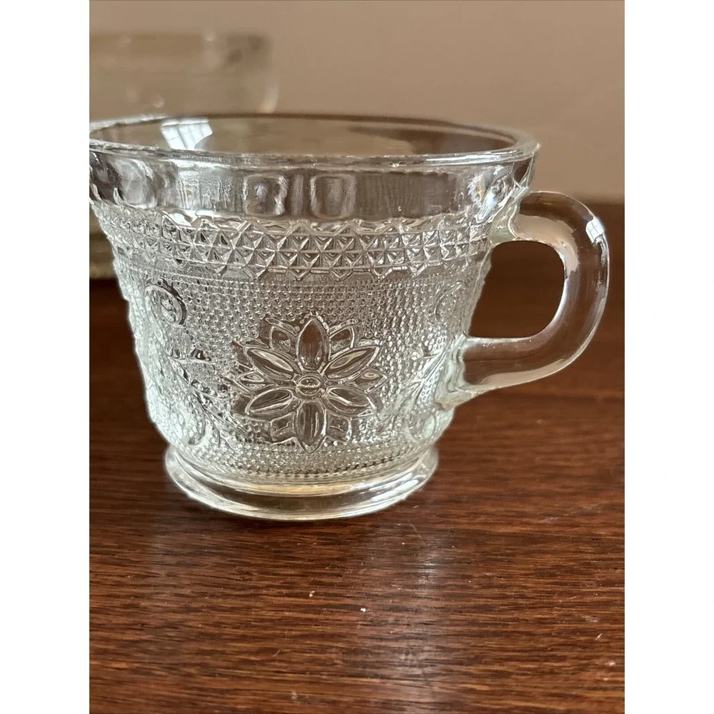 Tiara Indiana Glass Co. Clear Sandwich‎ Plates & Cups 30's Depression Era 2 Each